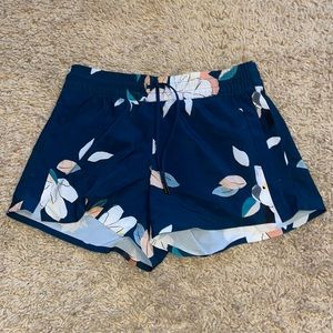 Athleta Floral Print Shorts with Drawstring and Pockets
